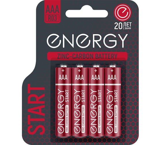 Батарейка солевая ENERGY start r03/4b (aaа) 4шт 107039