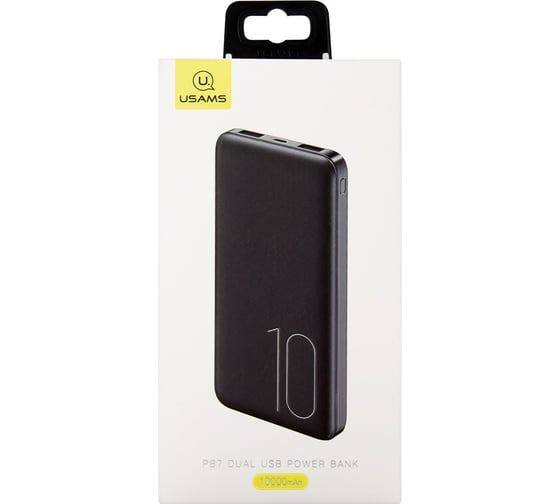 Внешний АКБ USAMS US-CD63 PB7 Dual USB, Power Bank, черный, 10000mAh (10KCD6301) УТ000029179