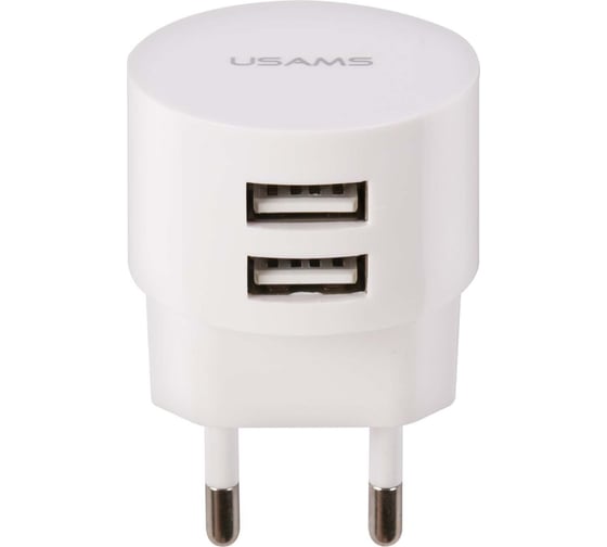 Сетевое зарядное устройство USAMS Модель - US-CC080, 2 USB, 2.1A, белый (CC80TC01) УТ000027174
