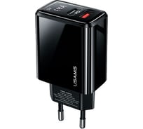 Сетевое зарядное устройство USAMS Модель - US-CC133 T40, QC3.0 + PD, Digital Display Fast Charger, черный (CC133TC01) УТ000024951