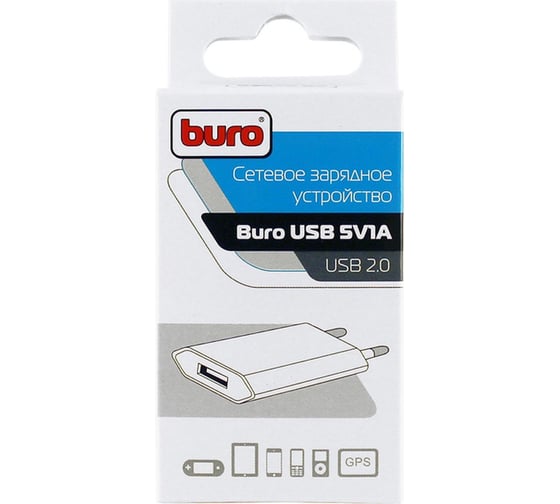 Универсальное сетевое зарядное устройство BURO TJ-164w 5W 1A USB белый 338742