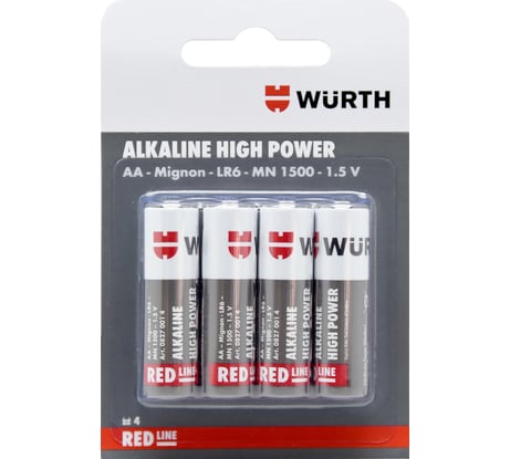 Щелочная батарея Wurth Alkali Mignon Red Line 1,5 V AA LR6 08270014 961 4