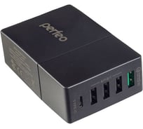 Сетевая зарядная станция PERFEO FAST 5, 3xUSB, QC3.0, Type C, черный, 30012268