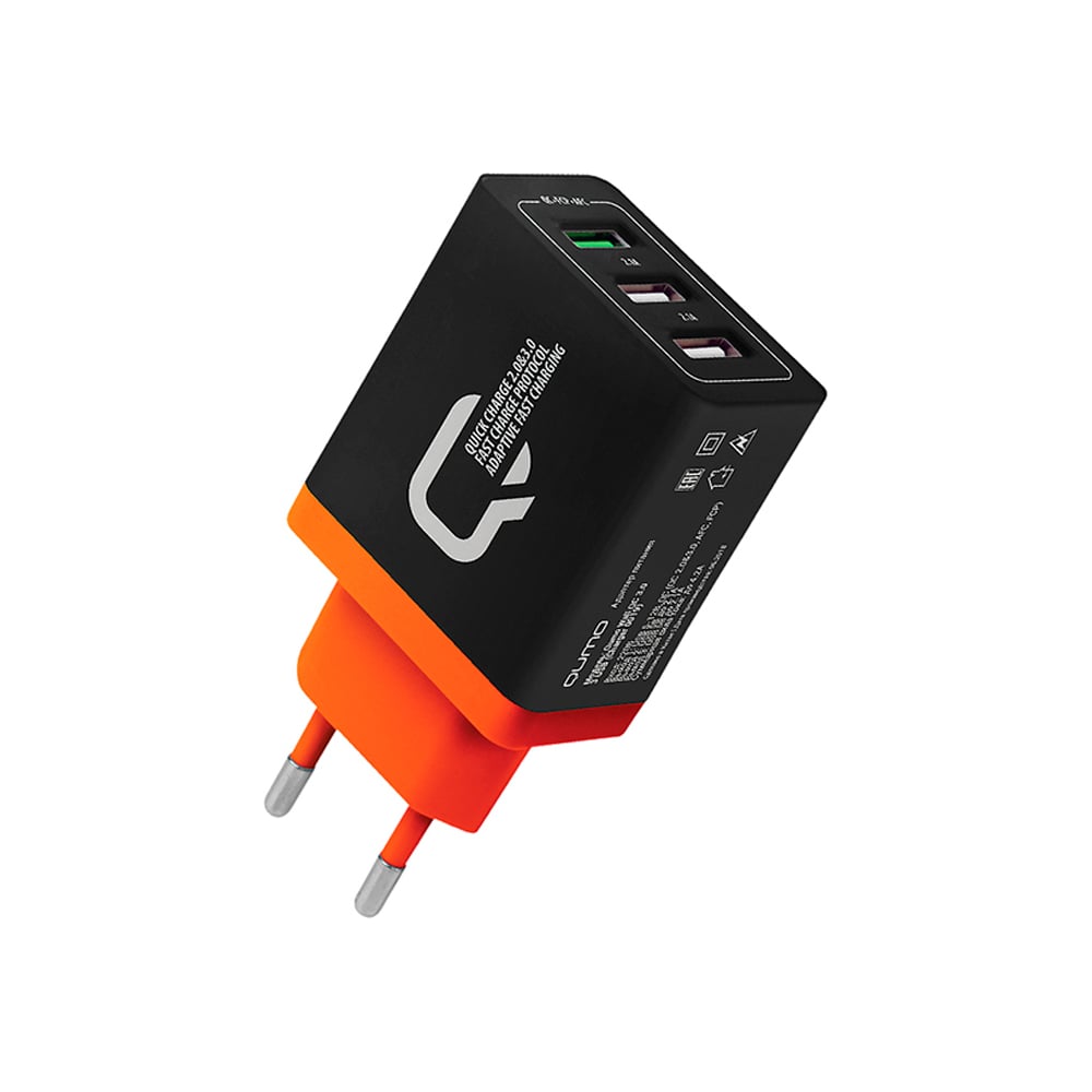 Сетевое зарядное устройство QUMO Charger 0019, 30 Вт, 3 USB, 3 USB, 4.2A, 1  USB QC 3.0, FCP, AFC + 2 USB 2,4A, черный 24350 - выгодная цена, отзывы,  характеристики, фото - купить в Москве и РФ