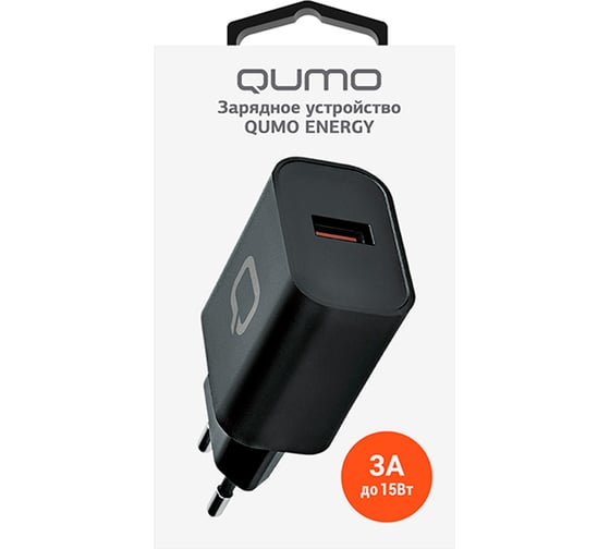 Сетевое зарядное устройство QUMO Charger 0048, 1 USB, 3A, черный 33003