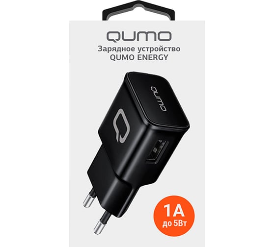 Сетевое зарядное устройство QUMO Energy Charger 001, 1 USB, 1A, черный 30503