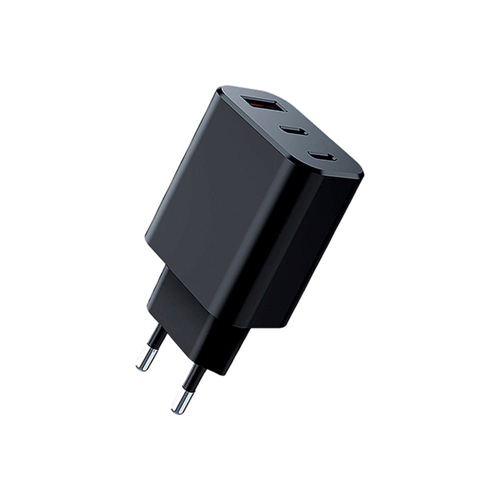 Сетевое зарядное устройство QUMO Energy GaN PD, 30W Charger 0073, три  порта: 2х Type-C PD, + USB-A QC3.0, цвет черный 43015 - выгодная цена,  отзывы, характеристики, фото - купить в Москве и РФ