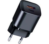 Сетевое зарядное устройство QUMO Energy PD, 20W Charger 0071, два порта: Type-C PD, + USB-A QC3.0, цвет черный 43013