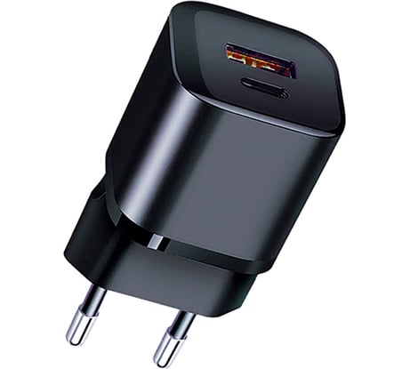 Сетевое зарядное устройство QUMO Energy PD, 20W Charger 0071, два порта: Type-C PD, + USB-A QC3.0, цвет черный 43013