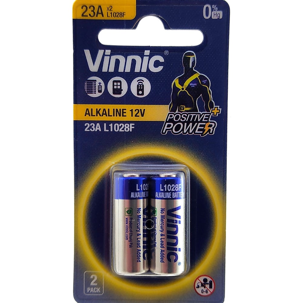 Алкалиновые щелочные батарейки VINNIC A23 12В блистер/2 шт ...