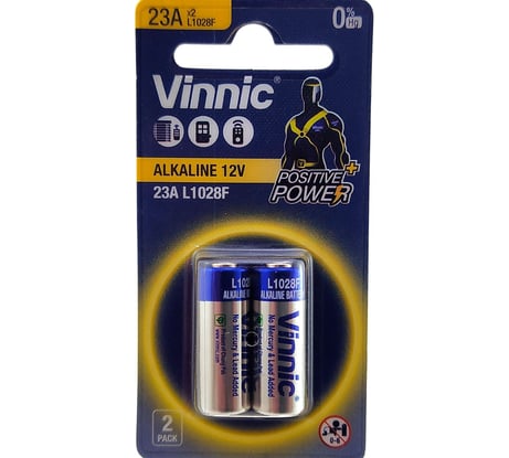 Алкалиновые щелочные батарейки VINNIC A23 12В блистер/2 шт 4898338006490
