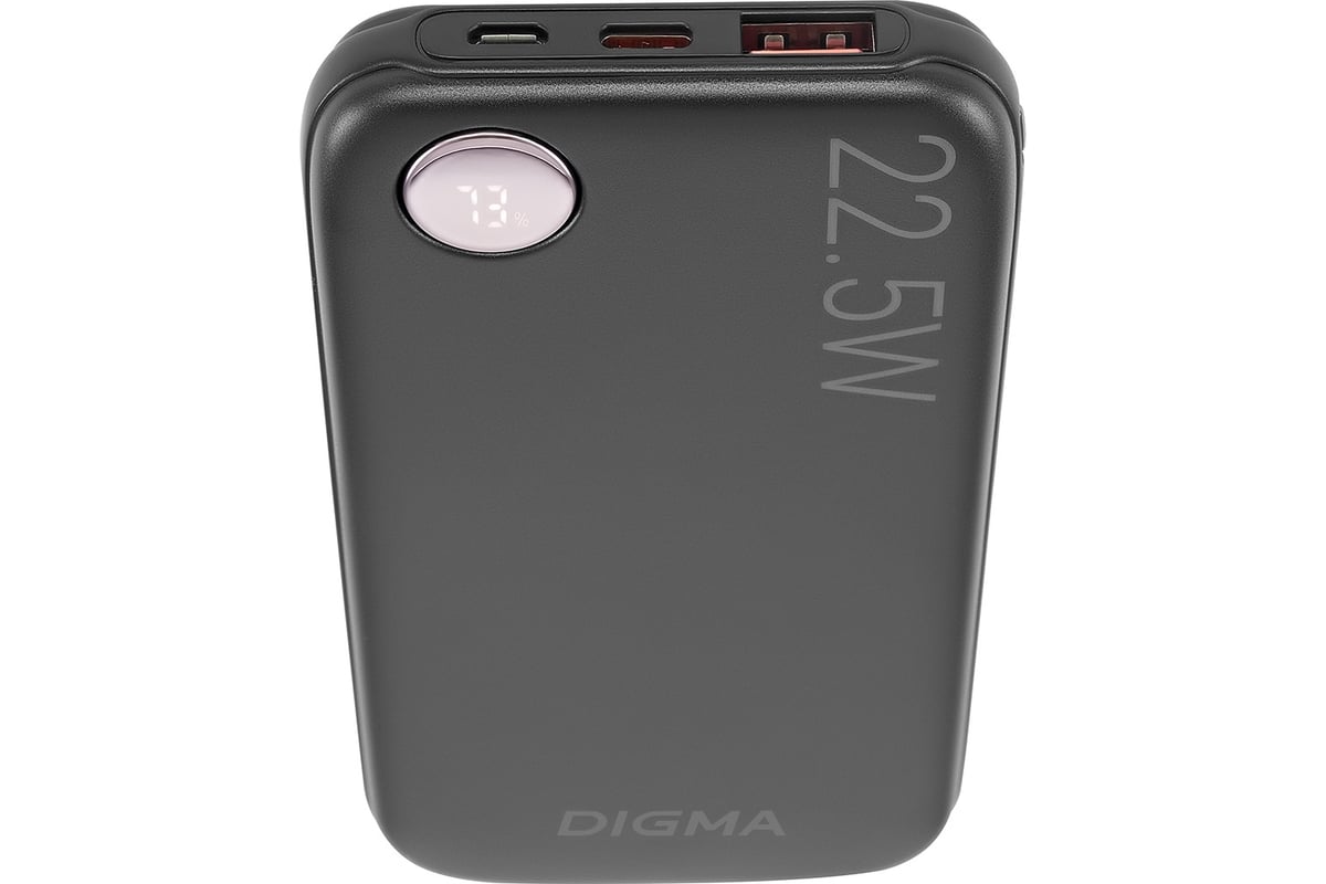 Мобильный аккумулятор DIGMA DGPF10B 10000mAh QC3.0/PD3.0 22.5W 3A  USB-A/USB-C черный (DGPF10B22PBK) 1928827