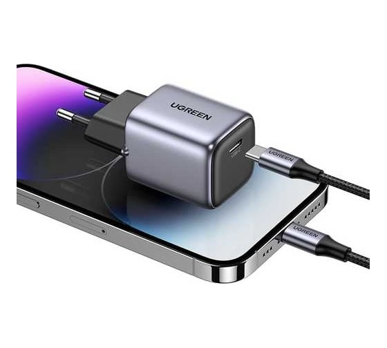Сетевое зарядное устройство Ugreen Nexode Mini USB-C 20W PD GaN Fast Charger EU, цвет серый 90664