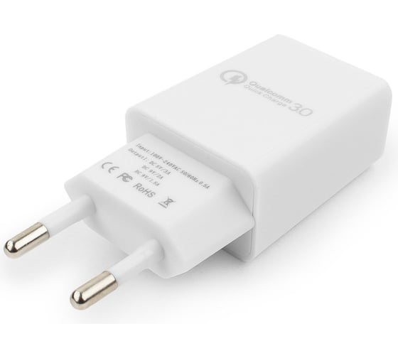 Адаптер питания Cablexpert MP3A-PC-16 QC 3.0 100/220V - 1 USB порт 5/9/12V белый