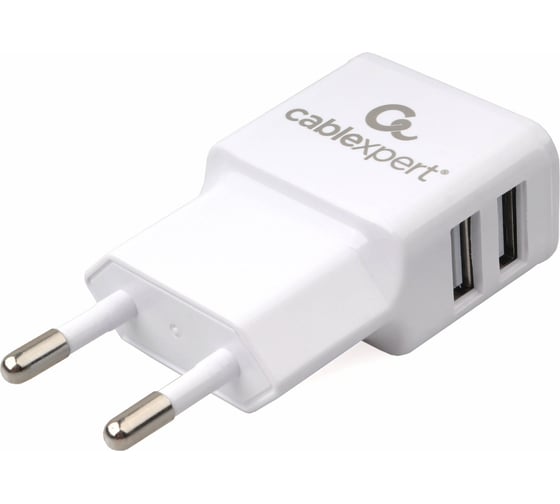 Адаптер питания Cablexpert MP3A-PC-11 100/220V - 5V USB 2 порта 2.1A белый