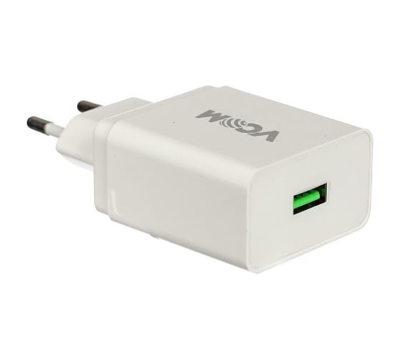 Зарядное устройство VCOM M042 AC /EU Plug 100-220V/ - USB, IC, Quick Charge 3.0 CA-M042