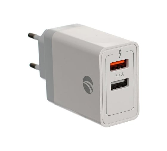 Зарядное устройство VCOM 2 порта AC /EU Plug 100-220V/ - USB, IC CA-M050
