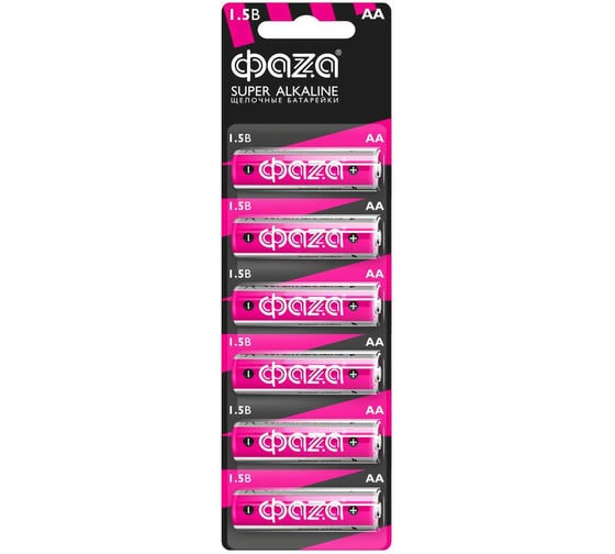 Батарейка Элемент питания алкалиновый AA/LR6 1.5В Super Alkaline BL-6 ФАZА (упаковка 6 шт) 5002043