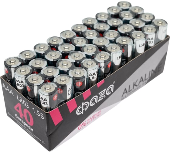 Батарейка ФАZА Элемент питания алкалиновый AAA/LR03 1.5В Alkaline Pack-40 (уп.40шт) 5023024