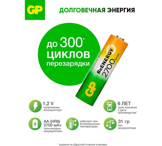 Мощные энергоёмкие аккумуляторы GP Ni-MH 270AAHC-B14 14 штук в блистере 19589 32256384