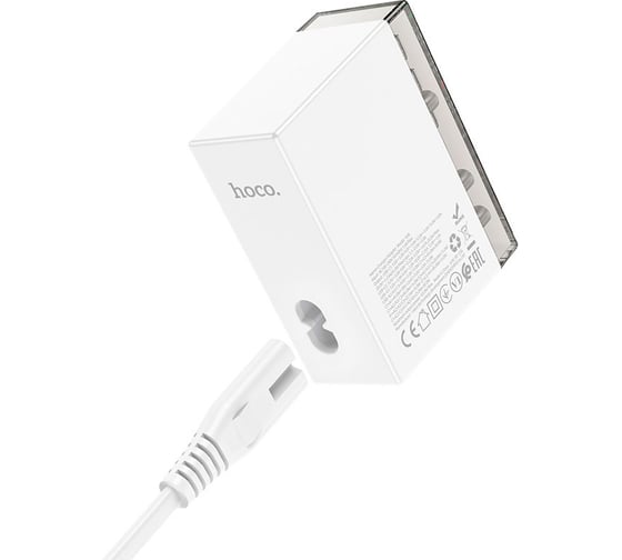 Многофункциональное зарядное устройство Hoco 65W GaN, QC3.0/PD, 3хUSB, 3хType-C, N36, белый, коробка, 6942007606608
