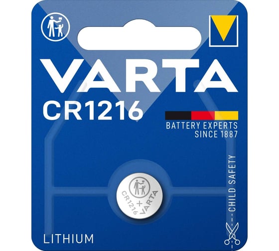 Батарейка Varta CR1216, BL1, Lithium, 3V 06216101401 1