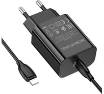 Сетевое зарядное устройство BOROFONE BA65A, PD20W, 1хUSB-C, 3А + кабель Type-C на 8pin Lightning, 1 м, черный 23752-BA65AtiBK
