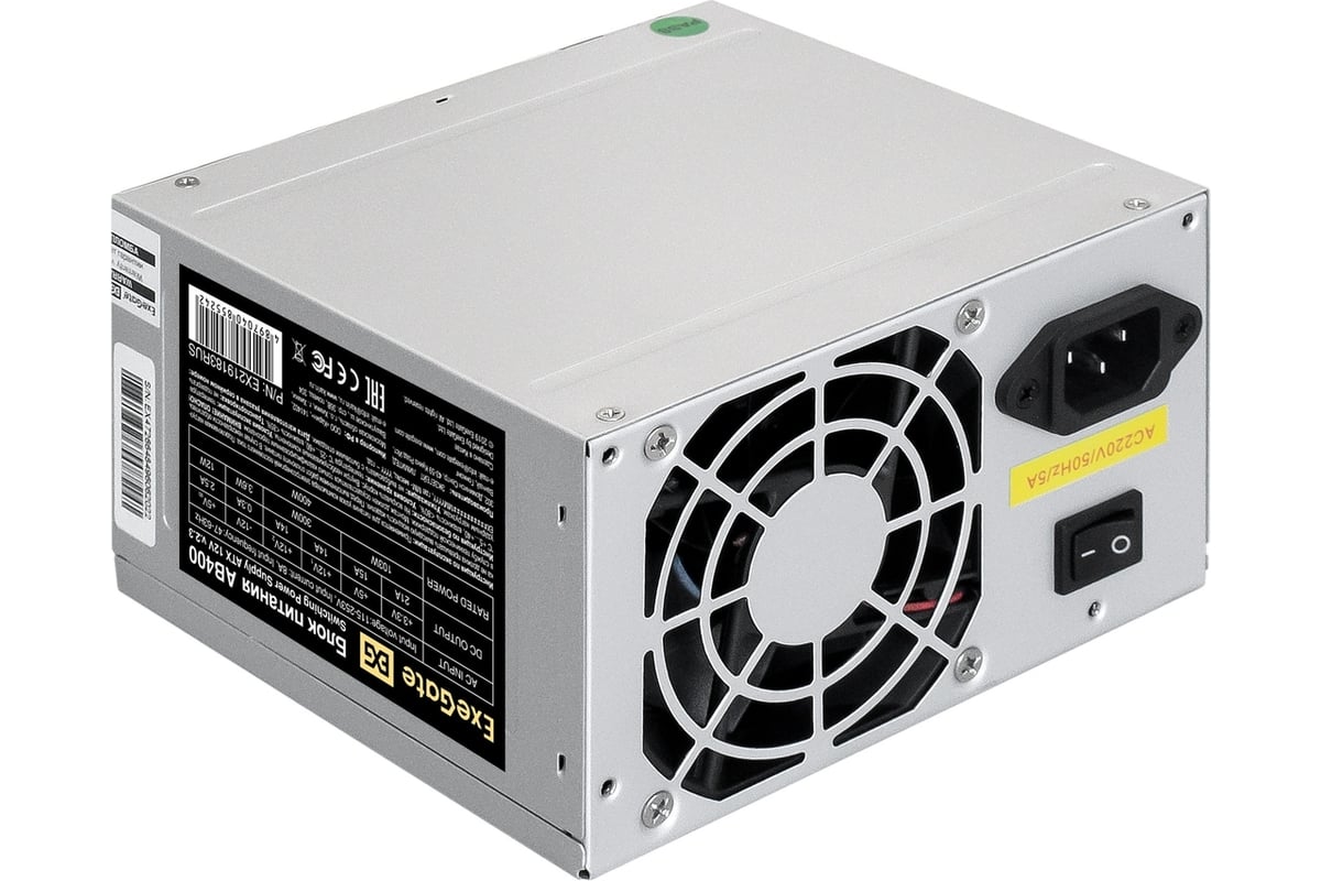 Блок питания ExeGate 400W, AB400 ATX, 8cm fan, 24pin, 4pin, 3xSATA ...