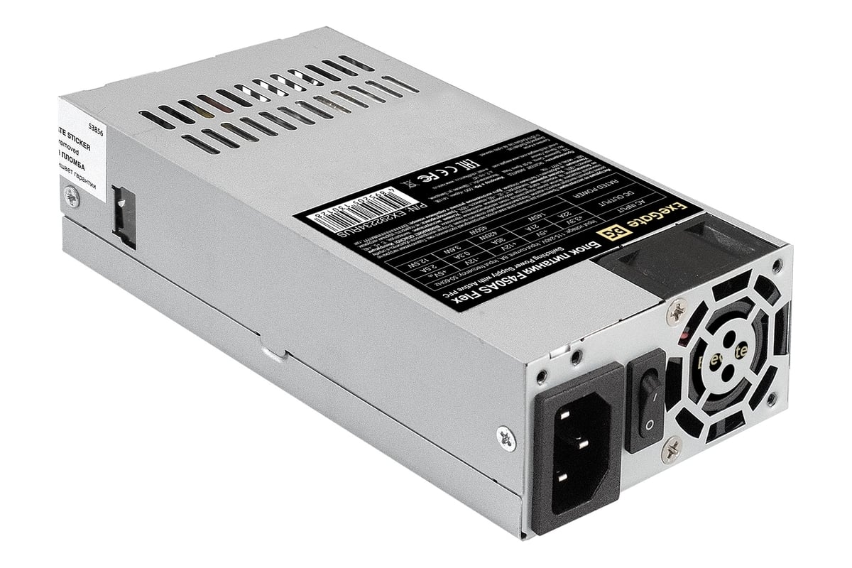Блок питания ExeGate 450W, F450AS Flex ATX, for ITX case, APFC, КПД 80% ...
