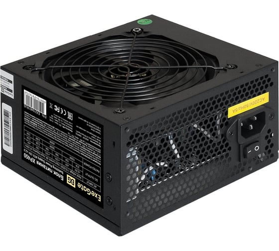 Блок питания ExeGate 450W, XP450 ATX, SC, 12cm fan, 24pin, 4+4pin, PCI-E, 3xSATA, 2xIDE, black, кабель 220V с защитой от выдергивания 278155 1