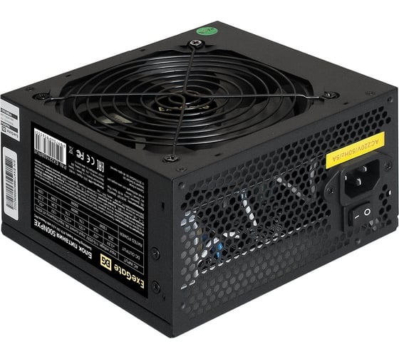 Блок питания ExeGate 500W 500NPXE ATX, PPFC, PC, 12cm fan, 24pin, 2x4+4pin, 2xPCI-E, 5xSATA, 3xIDE, black, кабель 220V в комплекте 284697 - выгодная цена, отзывы, характеристики, фото - купить в Москве и РФ