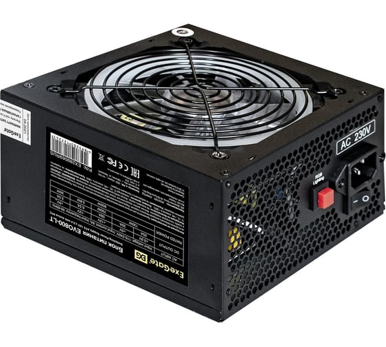 Блок питания ExeGate 800W EVO800-LT ATX, APFC, КПД 80% 80 PLUS, SC, 12cm RGB fan, 24pin, 2x4+4pin, 2xPCI-E, 6xSATA, 3xIDE, black, кабель 220V с защитой от выдергивания 289140