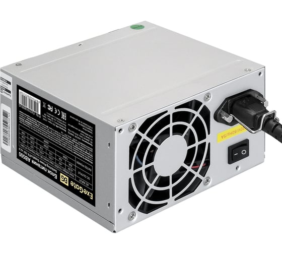 Блок питания ExeGate 500W AB500 ATX, SC, 8cm fan, 24pin, 4+4pin, PCI-E, 3xSATA, 2xIDE, кабель 220V с защитой от выдергивания 278162