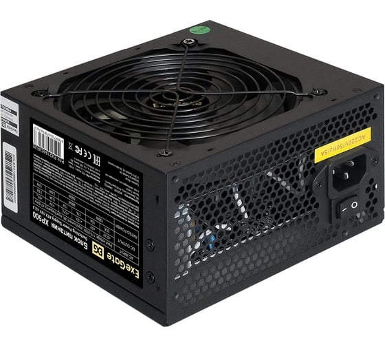 Блок питания ExeGate 500W XP500 ATX, 12cm fan, 24pin, 4+4pin, PCI-E, 3xSATA, 2xIDE, black 219463