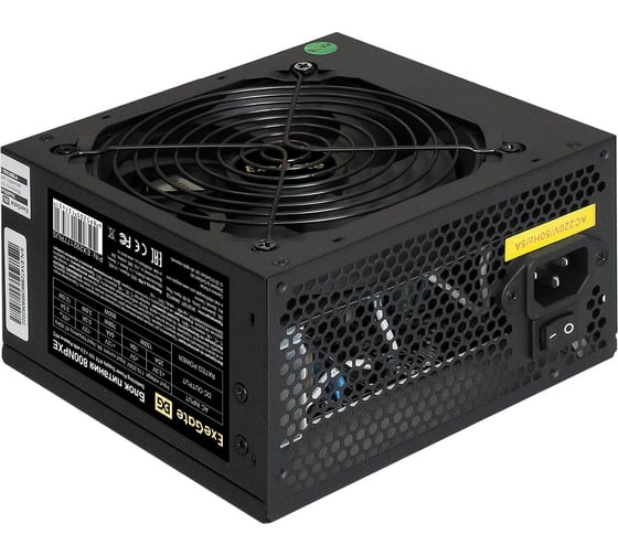 Блок питания ExeGate 800W 800NPXE ATX, PPFC, PC, 12cm fan, 24pin, 4+4pin, 2xPCI-E, 5xSATA, 3xIDE, black, кабель 220V в комплекте 284734