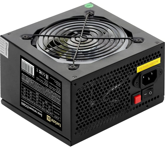Блок питания ExeGate 800W EVO800 ATX, APFC, КПД 80% 80 PLUS, PC, 12cm RGB fan, 24pin, 2x4+4pin, 2xPCI-E, 6xSATA, 3xIDE, Cable Management, black, кабель 220V 284736