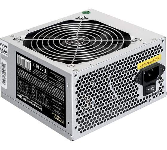 Блок питания ExeGate 800W UNS800 ATX, 12cm fan, 24pin, 2x4+4pin, 2xPCI-E, 5xSATA, 3xIDE, кабель 220V в комплекте 294499