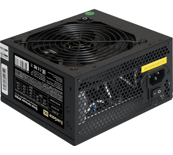Блок питания ExeGate 800W XP800 ATX, SC, 12cm fan, 24pin, 2x4+4pin, 2xPCI-E, 5xSATA, 3xIDE, black, кабель 220V с защитой от выдергивания 294504