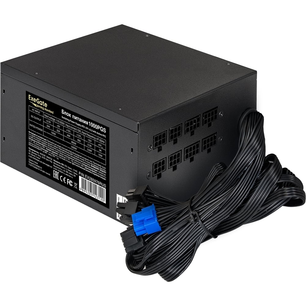 Блок питания ExeGate 1000W Gaming Standard 1000PGS ATX, APFC, КПД 82% ...