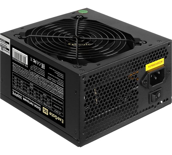 Блок питания ExeGate 350W 350PPE ATX, APFC, КПД 80% 80 PLUS, 12cm fan, 24pin, 4+4pin, PCI-E, 5xSATA, 3xIDE, black 260637
