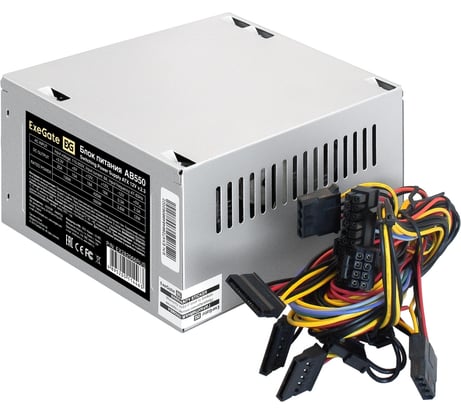 Блок питания ExeGate 550W AB550 ATX, PC, 8cm fan, 24pin, 4+4pin, PCI-E, 3xSATA, 2xIDE, кабель 220V в комплекте 284708