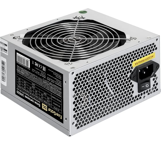 Блок питания ExeGate 550W UN550 ATX, PC, 12cm fan, 24pin, 2x4+4pin, 2xPCI-E, 5xSATA, 3xIDE, кабель 220V в комплекте 284711