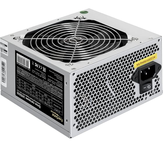 Блок питания ExeGate 550W UNS550 ATX, SC, 12cm fan, 24pin, 4+4pin, PCI-E, 3xSATA, 2xIDE, кабель 220V с защитой от выдергивания 282079 1