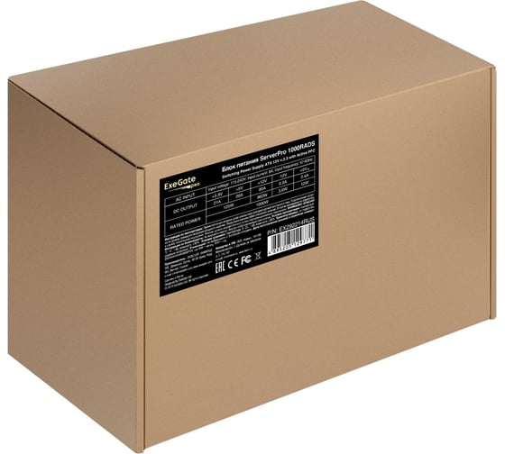 Серверный БП ExeGate 1000W ServerPRO-1000RADS ATX, APFC, КПД 82% 80 PLUS, 14cm fan, 24pin, 2x4+4pin, 6xPCI-E, 8xSATA, 4xIDE, Cable Management, black 292214