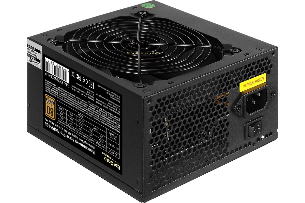 Серверный БП ExeGate 700W ServerPRO 80 PLUS Bronze 700PPH-SE ATX, APFC, КПД  89% 80 PLUS Bronze, 12cm fan, 24pin, 2x4+4pin, 4xPCI-E, 6xSATA, 3xIDE,  black, RTL 29 292205 - выгодная цена, отзывы, характеристики,