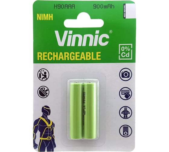 Аккумуляторы VINNIC R03 (AAA) Ni-MH 900mAh бл/2 4606400106579 1