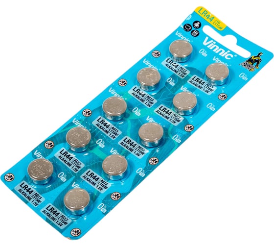 Алкалиновые щелочные батарейки VINNIC L1154 (AG13, LR44) бл/10 4898338006056