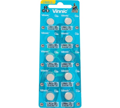 Алкалиновые щелочные батарейки VINNIC L921 (AG6, LR69, 371) бл/10 4898338007817