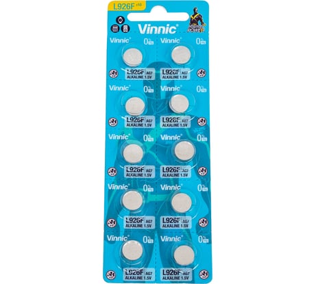 Алкалиновые щелочные батарейки VINNIC L926 (AG7) бл/10 4898338007909