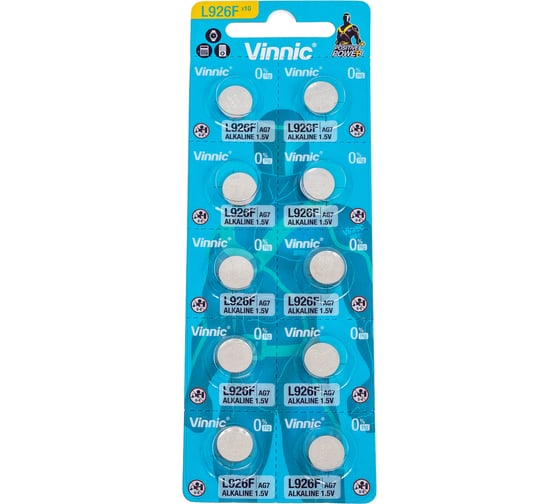Алкалиновые щелочные батарейки VINNIC L926 (AG7) бл/10 4898338007909